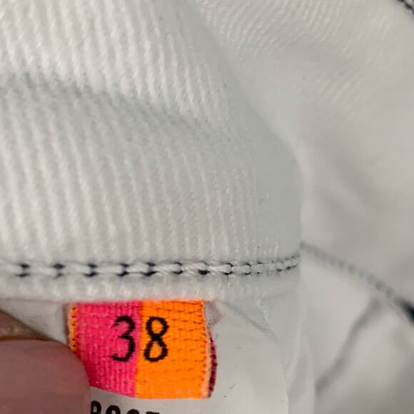 Vilagallo Lidia Denim Pants Womens White Straight Leg Side Button Pockets US 6 - Picture 4 of 9